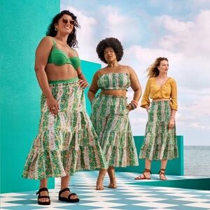 Rhode for Target Two Piece Set crop Top and Maxi Skirt Whimsical Green Floral